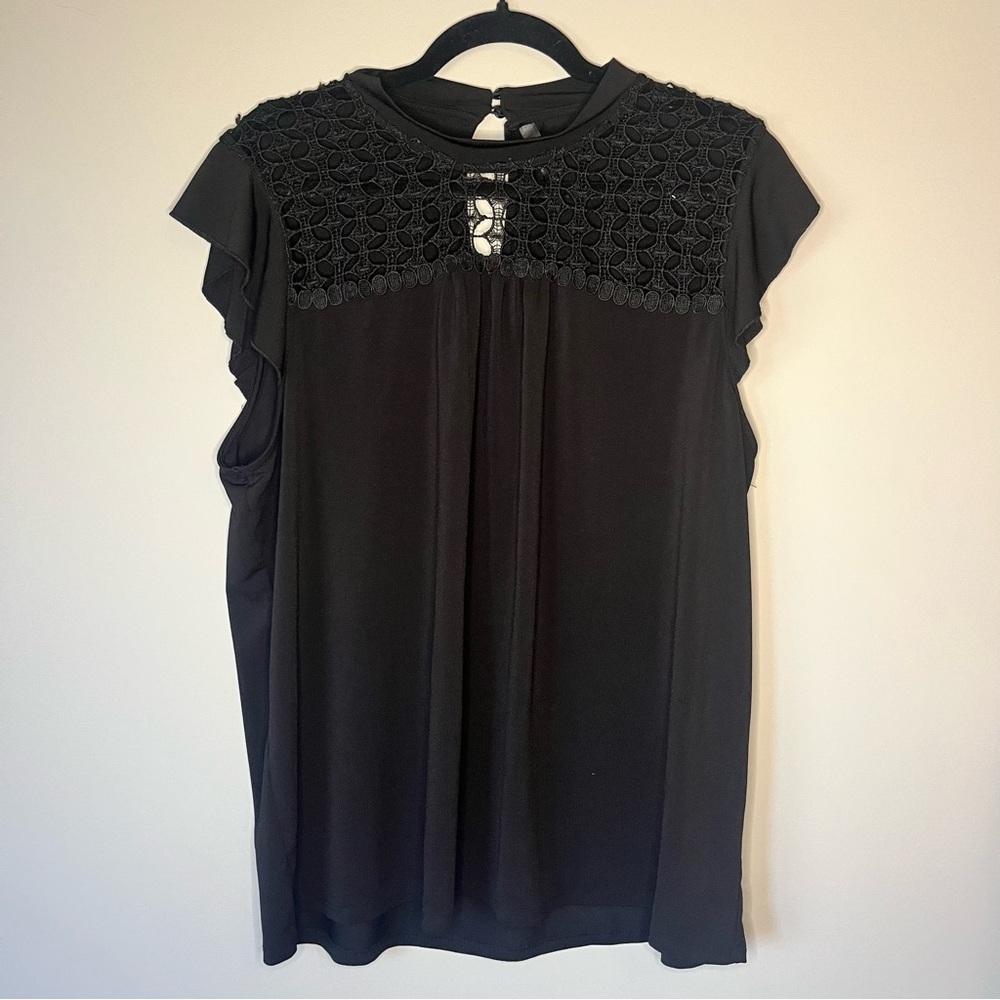 Massini Black Ruffle Sleeve Blouse